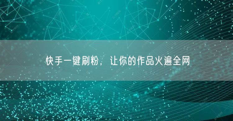 快手一键刷粉，让你的作品火遍全网