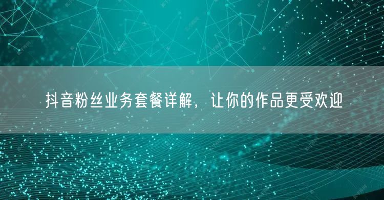 抖音粉丝业务套餐详解，让你的作品更受欢迎