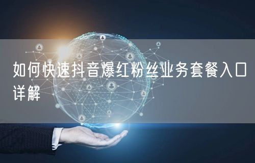 如何快速抖音爆红粉丝业务套餐入口详解